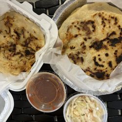 Miranda's Pupuseria - pupusas revueltas served with curtido
