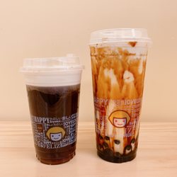 Happy Lemon - L: Coffee with Salted Cream and Okinawa with Fresh Milk with Boba + Salted Cream