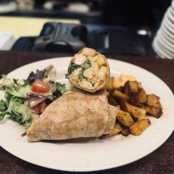 Cafe Bonjour - Kale Chicken Caesar Wrap plate - Breakfast & Brunch Near Me - Boston, Massachusetts