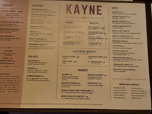Menu photo 1 Kayne Prime Nashville, TN Menu photo 1 Kayne Prime Nashville, TN