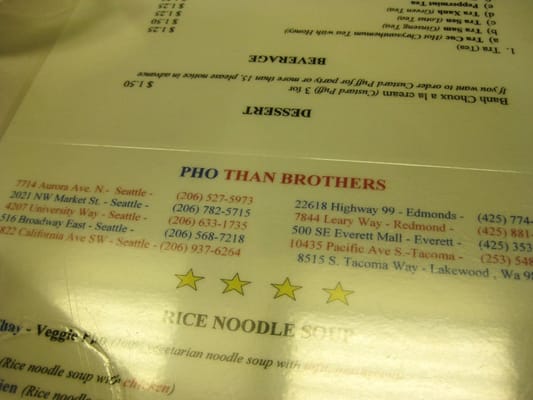 Menu photo 7 Pho Than Brothers Seattle, WA Menu photo 7 Pho Than Brothers Seattle, WA