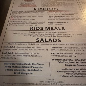 Copper Penny - Kids meals at $8 with very large portions! Can't be beat. - American Near Me - Wilmington, North Carolina Copper Penny - Kids meals at $8 with very large portions! Can't be beat. - American Near Me - Wilmington, North Carolina