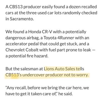 Lions Auto Sales - KCRA news article. - Car Dealers Near Me - Sacramento, California Lions Auto Sales - KCRA news article. - Car Dealers Near Me - Sacramento, California