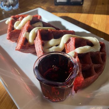 Daily Jam - Breakfast & Brunch Restaurant - Red Velvet Waffles (gluten free) - New American Near Me - Tempe, Arizona
