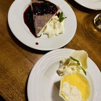 Chinook Steak, Pasta & Spirits - Dessert; huckleberry crepe and the white chocolate lemon mousse - Steakhouses Near Me - Worley, Idaho Chinook Steak, Pasta & Spirits - Dessert; huckleberry crepe and the white chocolate lemon mousse - Steakhouses Near Me - Worley, Idaho