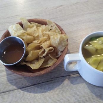 Panda House - Sweet sauce for the chips. Wonton soup. - Chinese Near Me - Green Valley, Arizona