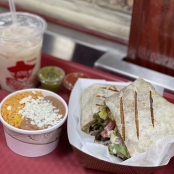 L' Patron Tacos - 5th best burrito in the country , rice and beens, and a Horchata - New Mexican Cuisine Near Me - Chicago, Illinois