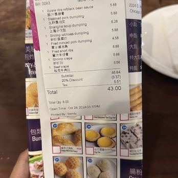 Dolo Restaurant and Bar - Receipt - Dim Sum Near Me - Chicago, Illinois