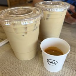 Vanilla iced latte, iced latte, and Double Espresso Vanilla iced latte, iced latte, and Double Espresso