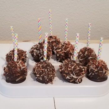 Rubio's Cakes - a tray of chocolate cake pops - Cupcakes Near Me - Forney, Texas Rubio's Cakes - a tray of chocolate cake pops - Cupcakes Near Me - Forney, Texas