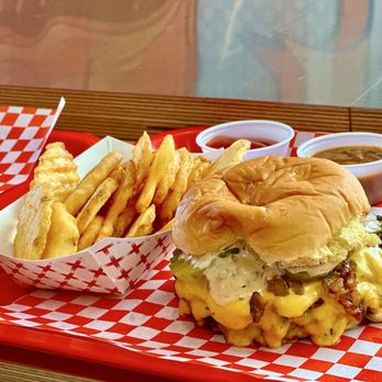The Mouth - Triple smash burger with fries - Burgers Near Me - Burbank, California The Mouth - Triple smash burger with fries - Burgers Near Me - Burbank, California