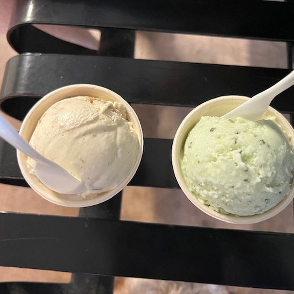 On left: special breakfast; on right: honeydew On left: special breakfast; on right: honeydew