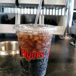 Flyers Pizza & Subs - This is the take out size, but was offered it for free by someone practicing good customer service. See that wonderful crunching ice.
