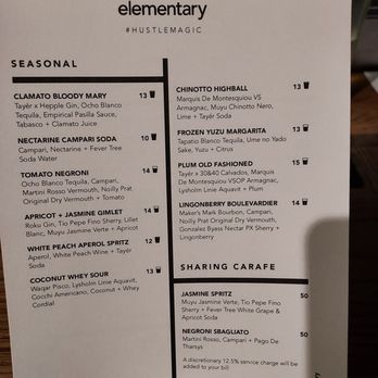 Tayer + Elementary - Menu as of October 2023 - Cocktail Bars Near Me - London, XGL Tayer + Elementary - Menu as of October 2023 - Cocktail Bars Near Me - London, XGL