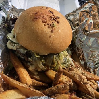 The Shop - Burger with green Chile - Breakfast & Brunch Near Me - Albuquerque, New Mexico