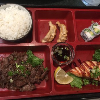 Sushi In Joy - Bento box with bulgogi and salmon teriyaki. - Sushi Bars Near Me - Bellevue, Washington