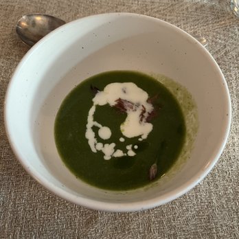 Myriel - Potato leek soup, heritage ham, cream fraiche - New American Near Me - Saint Paul, Minnesota Myriel - Potato leek soup, heritage ham, cream fraiche - New American Near Me - Saint Paul, Minnesota