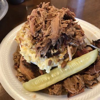 Lonnie Q's BBQ - The famous Q cup with 3 different meats, beans and taters. - Barbeque Near Me - Topeka, Kansas