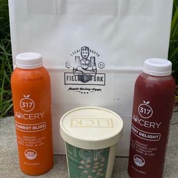 Field To Fork - a paper bag, a cup of juice, and a bag of juice - Grocery Near Me - Franklin, Indiana