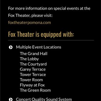 The Fox Theater - Pomona - Looks like you can rent the Fox Theater for special events - Music Venues Near Me - Pomona, California The Fox Theater - Pomona - Looks like you can rent the Fox Theater for special events - Music Venues Near Me - Pomona, California