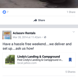 A Class RV - Here is the post they left up even after knowing the campground was flooded!