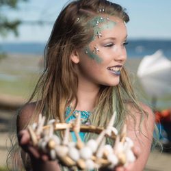 Tiny Art Face Painting - Beautiful model Christance Elizabeth mermaid face painting by Codie Scott. Photo by Noel Lee