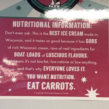 Oasis Diner - Ice Cream ingredients list. Too funny! - Diners Near Me - Plainfield, Indiana