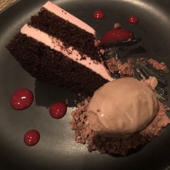 Husk - Raspberry chocolate cake with dark chocolate ice cream - American Near Me - Charleston, South Carolina Husk - Raspberry chocolate cake with dark chocolate ice cream - American Near Me - Charleston, South Carolina