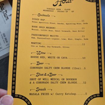 Gold Palm - Happy hour menu July 2025 - Cocktail Bars Near Me - Oakland, California