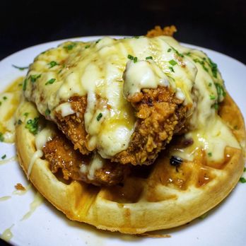 Mom's Kitchen & Bar - Chicken & Bacon Waffle - Bars Near Me - Astoria, New York
