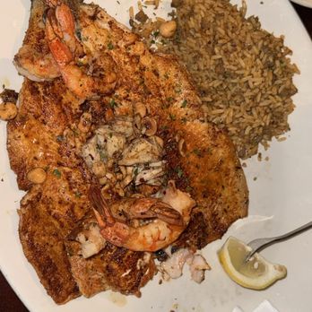 Pappadeaux Seafood Kitchen - Rainbow Trout & Shrimp Catfish with Red Beans & Rice - Seafood Near Me - Richardson, Texas Pappadeaux Seafood Kitchen - Rainbow Trout & Shrimp Catfish with Red Beans & Rice - Seafood Near Me - Richardson, Texas