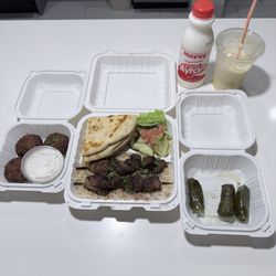 Mediterranean Kebab House - Beef Shish Kebab, falafel, Dolmades Grape Leaves