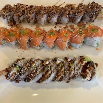 Sushi Street - Double shrimp, Orange roll and Crunch roll - Sushi Bars Near Me - Keller, Texas Sushi Street - Double shrimp, Orange roll and Crunch roll - Sushi Bars Near Me - Keller, Texas
