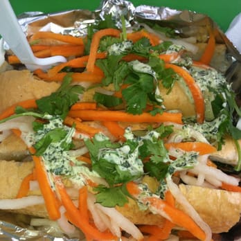 Nammi Truck - Now that's how banh mi should look! I added the creamy cilantro dressing. - Vietnamese Near Me Nammi Truck - Now that's how banh mi should look! I added the creamy cilantro dressing. - Vietnamese Near Me
