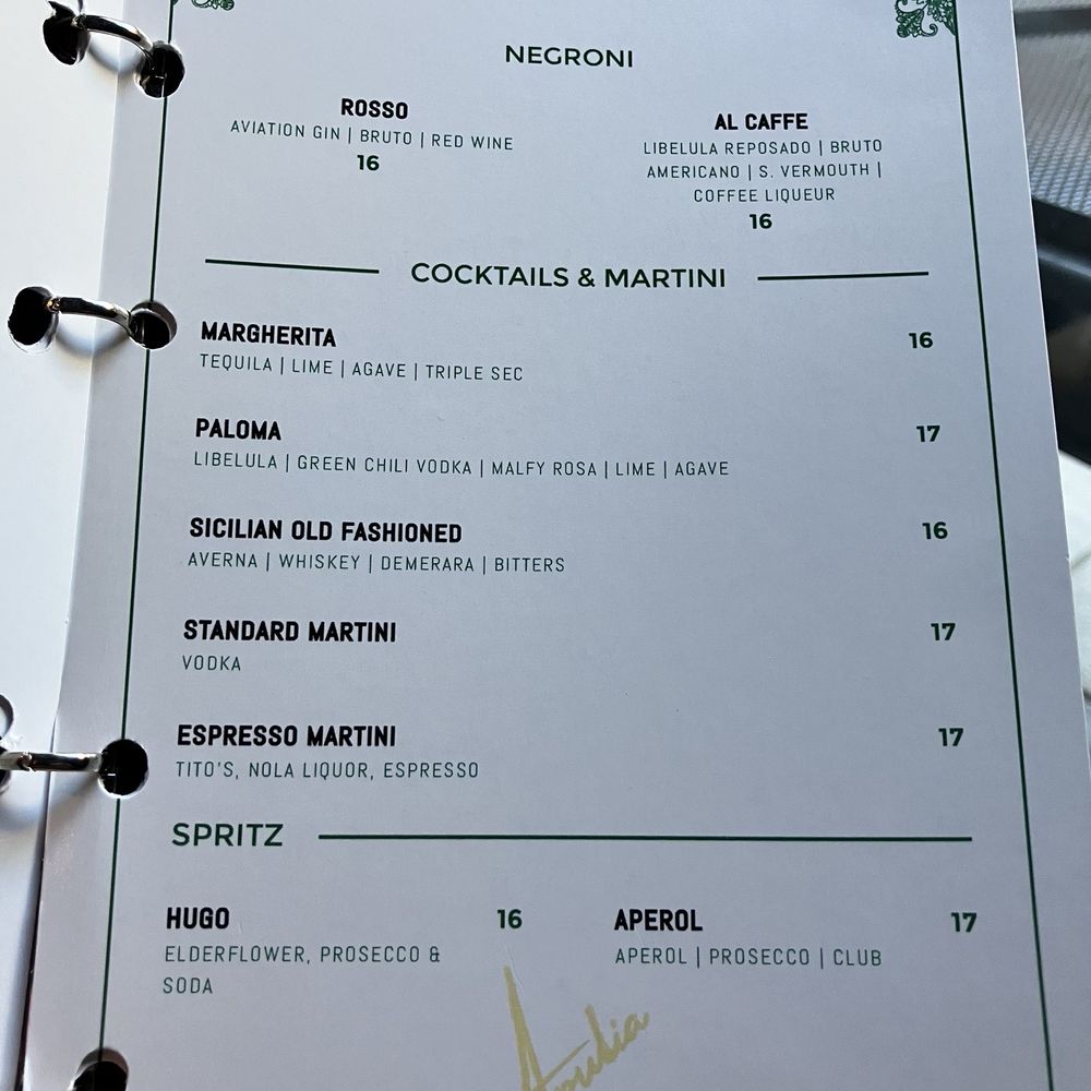 Apulia - Cocktail Menu - Pizza Near Me - Hoboken, New Jersey