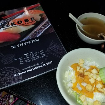 Kobe - The menu with salad and ginger dressing and soul - Japanese Near Me - Smithfield, North Carolina