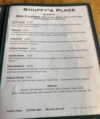 Menu photo 4 Snuffy's Bar & Grill Hutto, TX Menu photo 4 Snuffy's Bar & Grill Hutto, TX