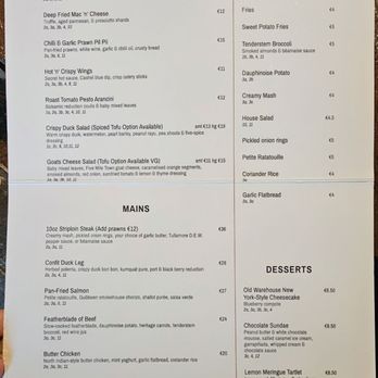 Old Warehouse Restaurant - Food menu - Modern European Near Me - Tullamore, OY