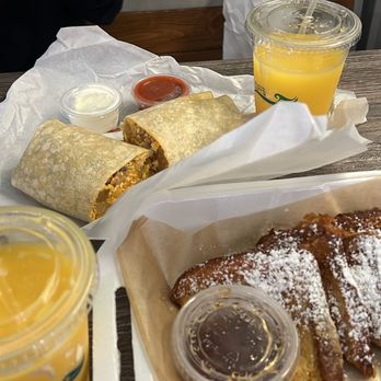 The Cliffs Cafe - Yummy French Toast Combo Breakfast & Breakfast Burrito. Delicious orange juice - Coffee & Tea Near Me - San Diego, California The Cliffs Cafe - Yummy French Toast Combo Breakfast & Breakfast Burrito. Delicious orange juice - Coffee & Tea Near Me - San Diego, California