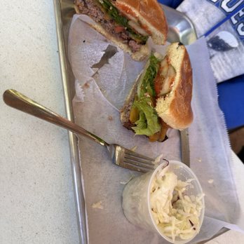 Packer Saloon and Cannibal Grill - Bison burger with cole slaw - New American Near Me - Lake City, Colorado