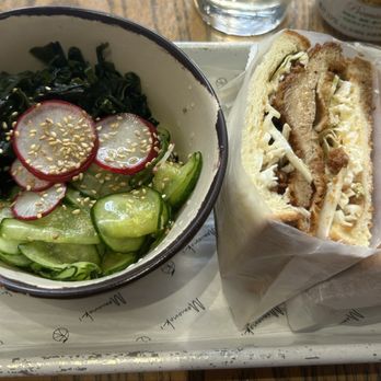 Momonoki - Chicken katsu sando (w cucumber and seaweed salad) - Cafes Near Me - Atlanta, Georgia