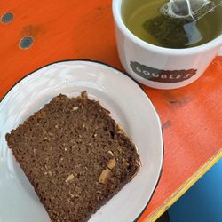 Doubles - Banana coconut loaf and green tea