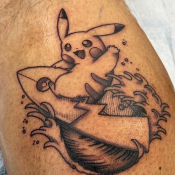 El Camino Tattoo - Surfing Pikachu - Tattoo Near Me - Encinitas, California El Camino Tattoo - Surfing Pikachu - Tattoo Near Me - Encinitas, California