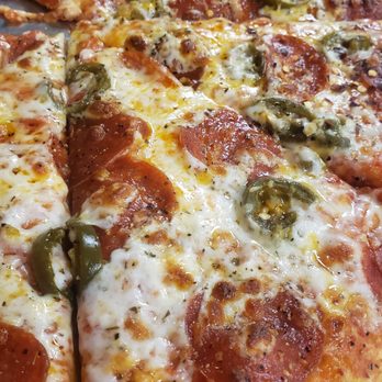 Rufinos Pizzeria - Jalapeños and pepperoni pizza. Supper fluffy dough, the sauce is sweet and well balanced. - Pizza Near Me - Las Vegas, Nevada