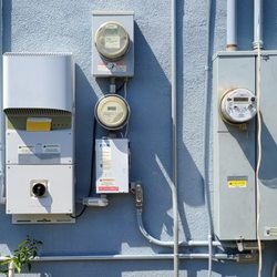 Anaheim Utilities - two new meters on left and right