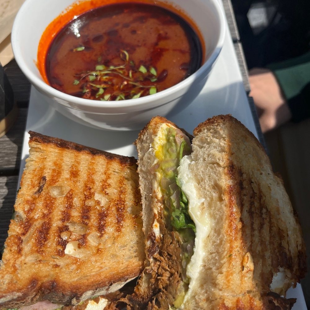 For Five Coffee Roasters - Mexican Birria Grilled Cheese Lunch - Coffee Roasteries Near Me - Manhasset, New York