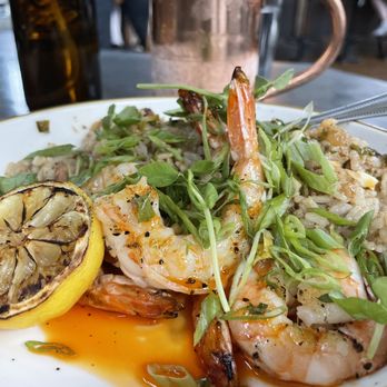The Ice Plant - Shrimp with dirty rice. - Cocktail Bars Near Me - St. Augustine, Florida
