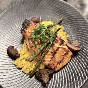 Fuego Vivo - Salmon with risotto and mushroins - Mexican Near Me - Memphis, Tennessee Fuego Vivo - Salmon with risotto and mushroins - Mexican Near Me - Memphis, Tennessee