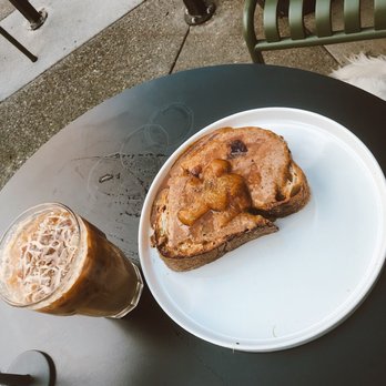Mr West Coffee - Almond butter toast w/peach compote - Wine Bars Near Me - Seattle, Washington Mr West Coffee - Almond butter toast w/peach compote - Wine Bars Near Me - Seattle, Washington