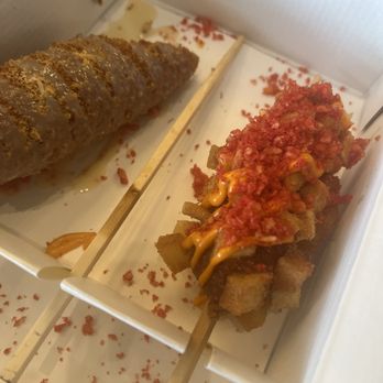 Two Hands - Both super yum just wish more sauce was dripping off my potatoe dog. - Hot Dogs Near Me - Spring, Texas
